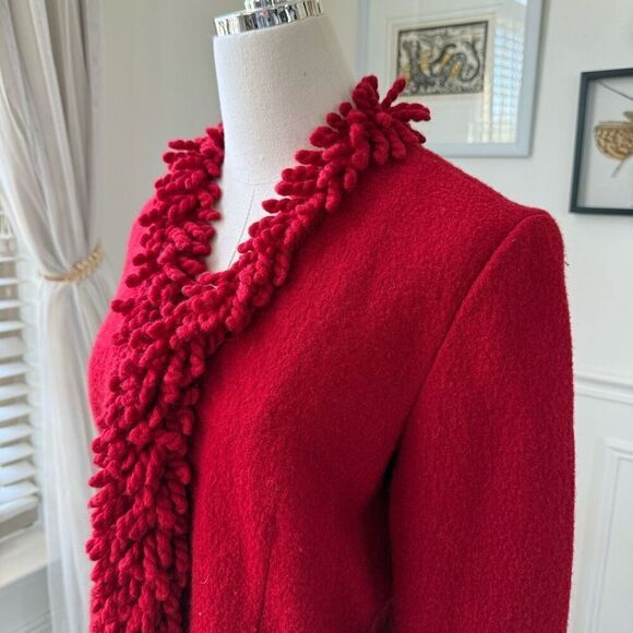 Vintage 90s Talbots Red Boiled Wool Blazer S - Picture 5 of 10